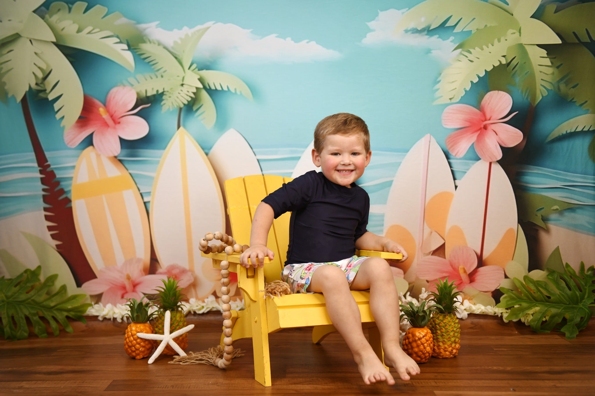 Kate Sommer Blume Surfbrett Meer Strand Hintergrund für Fotografie - Kate Backdrop.de