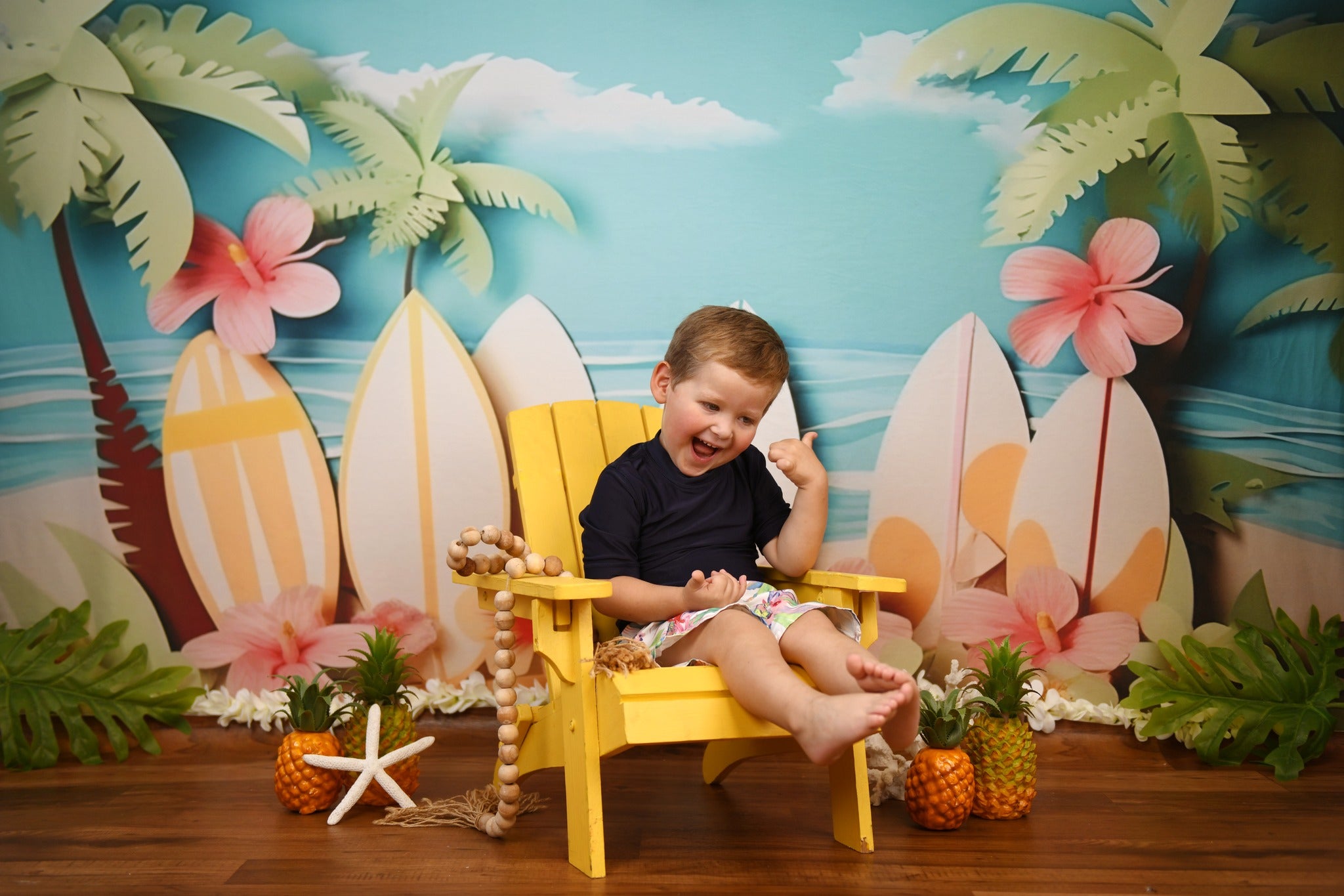 Kate Sommer Blume Surfbrett Meer Strand Hintergrund für Fotografie - Kate Backdrop.de