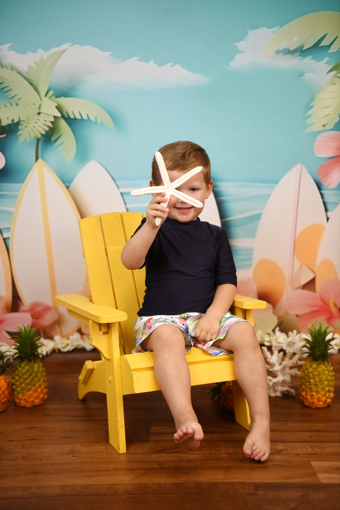 Kate Sommer Blume Surfbrett Meer Strand Hintergrund für Fotografie - Kate Backdrop.de