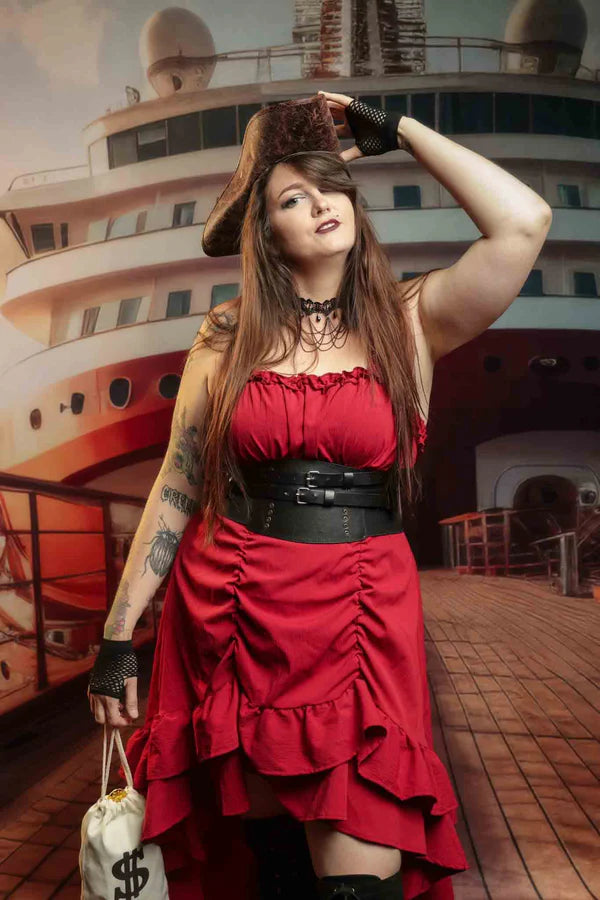 Kate Sommer Seaside Modern Rot und Weiß Kreuzfahrt Braun Holz Hafen Hintergrund Entworfen von Lidia Redekopp - Kate Backdrop.de