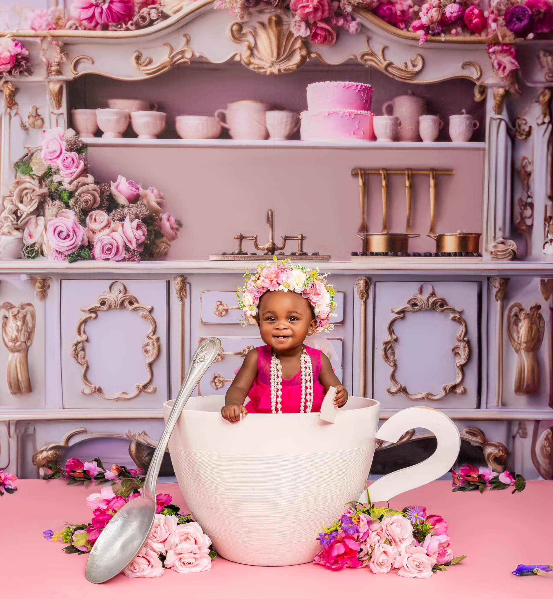 Kate Valentine Puppenhaus Küche Zimmer Hintergrund von Mini MakeBelieve - Kate Backdrop.de