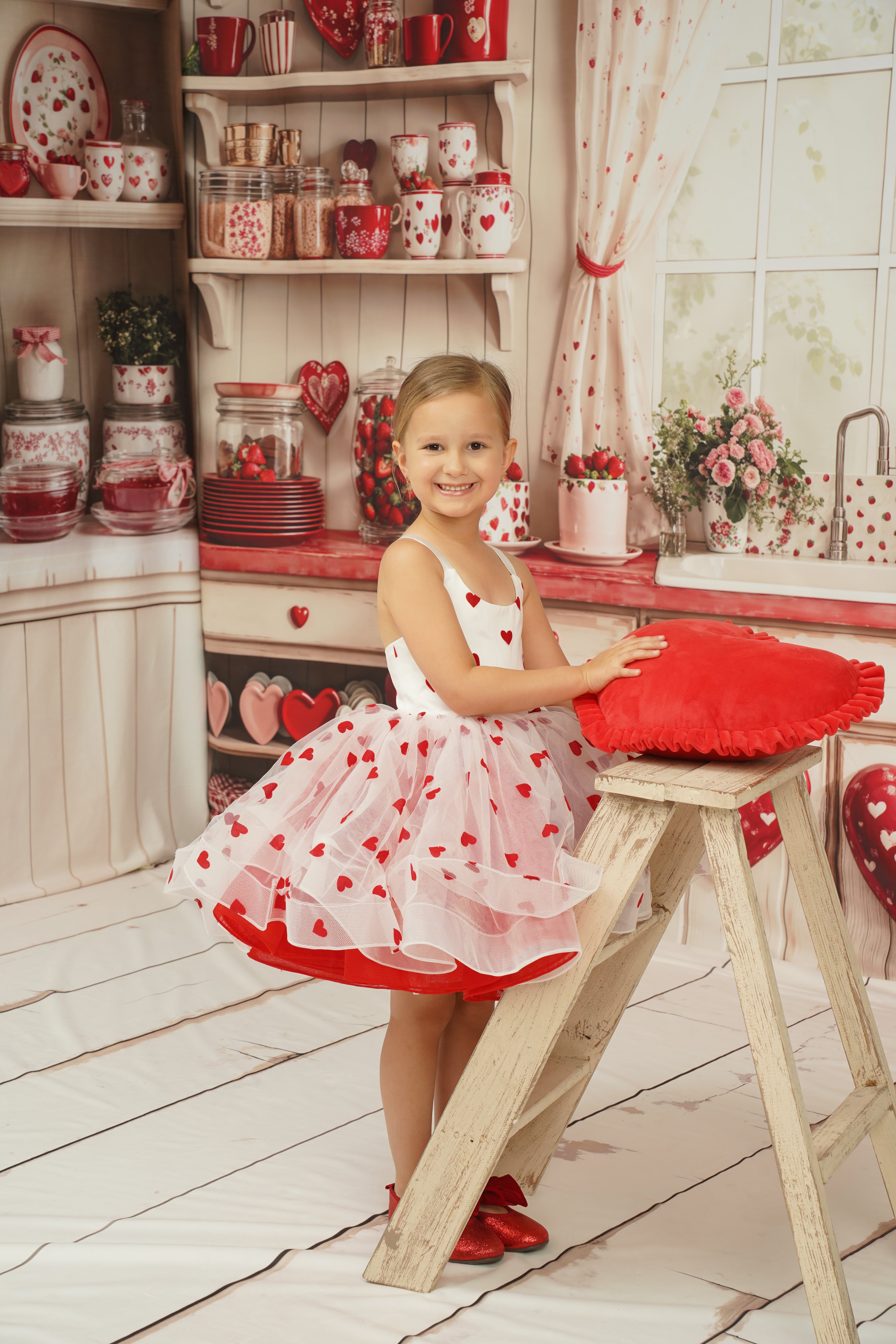 ⚡Blitzangebote #2-Kate Valentinstag Küche Rotes Herz Teller Zimmer Set - Kate Backdrop.de