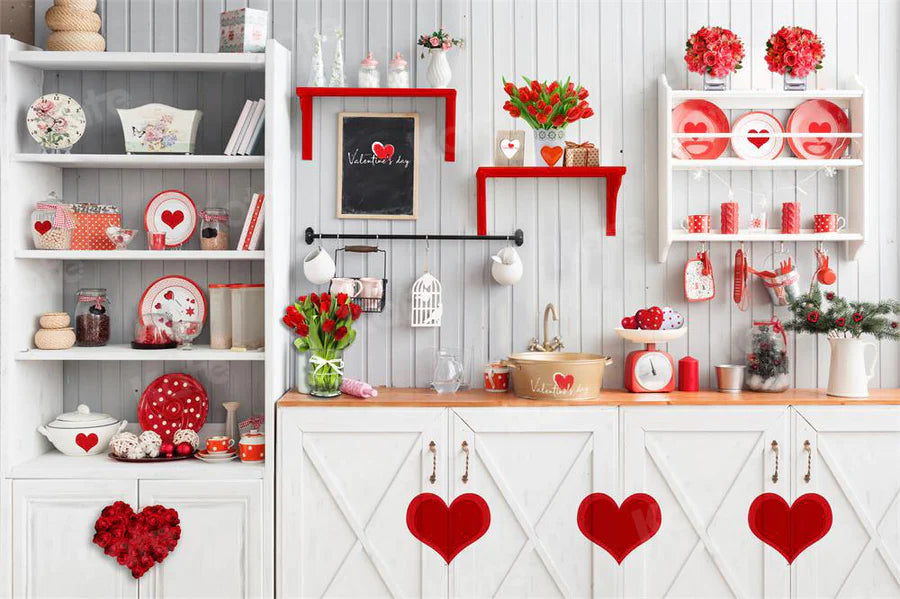 Kate Valentinstag Liebe Backen Küche Hintergrund für die Fotografie - Kate Backdrop.de