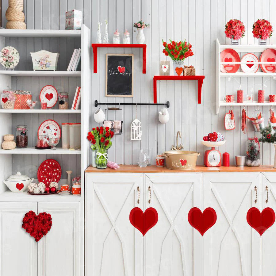 Kate Valentinstag Liebe Backen Küche Hintergrund für die Fotografie - Kate Backdrop.de