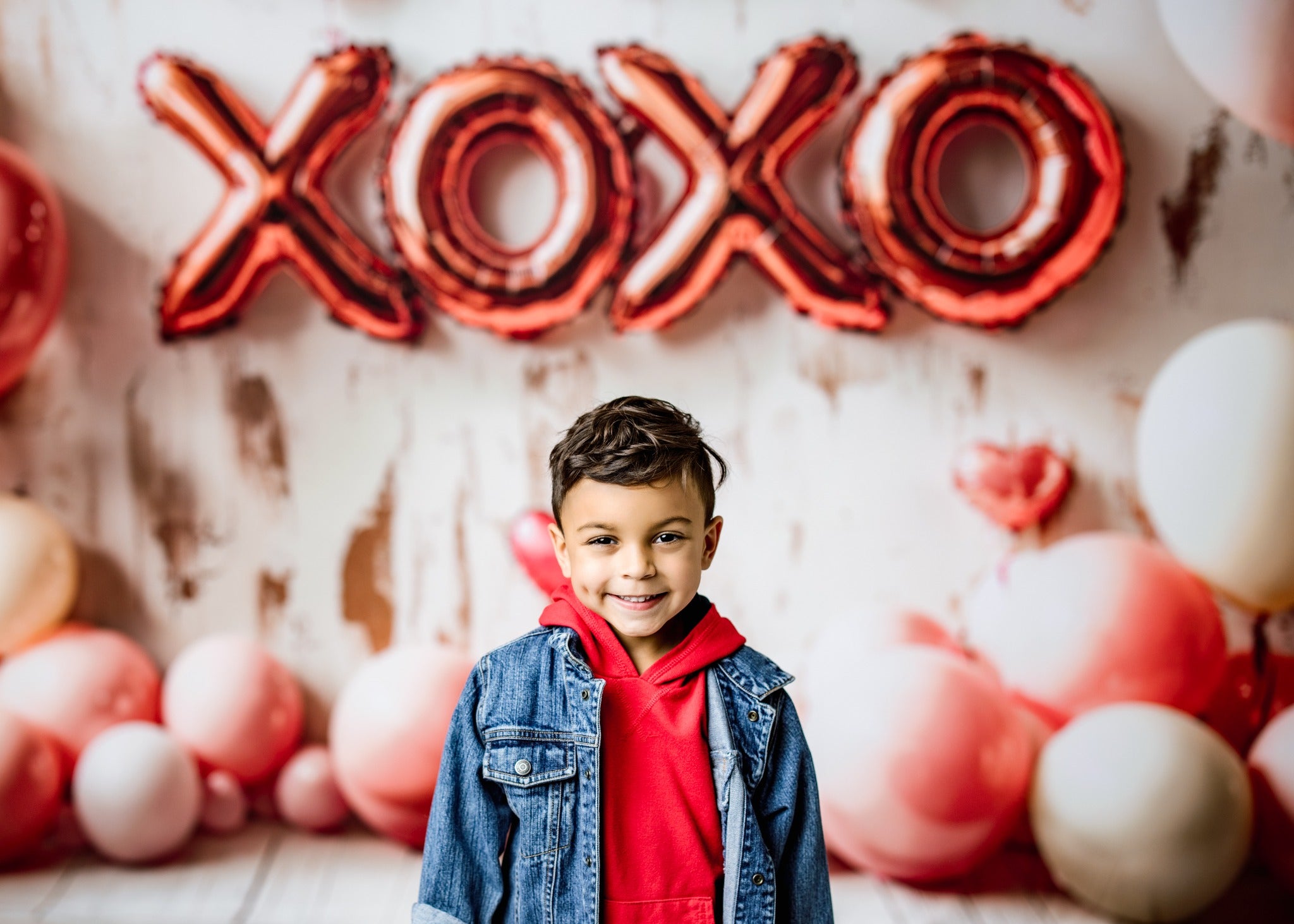 Kate Valentinstag Luftballons rosa XOXO Herz Hintergrund entworfen von Emetselch - Kate Backdrop.de