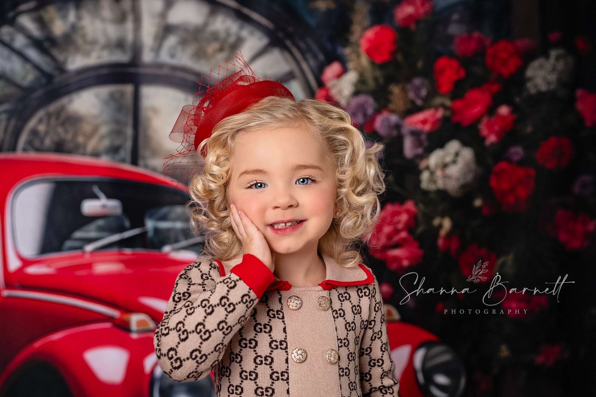 Kate Valentinstag Rotes Auto Hintergrund von Patty Roberts - Kate Backdrop.de