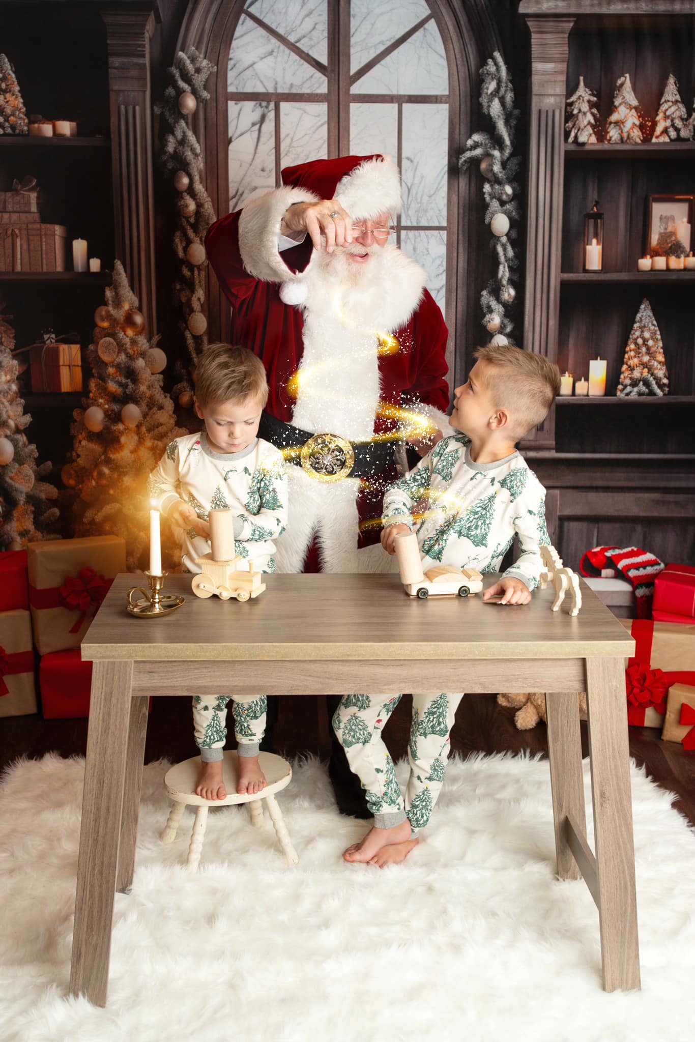 Kate Weihnachten Fenster Baum Teddybär Hintergrund von Emetselch - Kate Backdrop.de