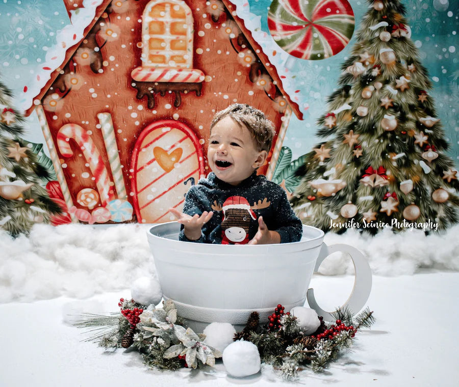 Kate Weihnachten Ölgemälde Hintergrund Candy House für Fotografie - Kate Backdrop.de