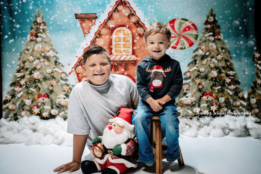 Kate Weihnachten Ölgemälde Hintergrund Candy House für Fotografie - Kate Backdrop.de