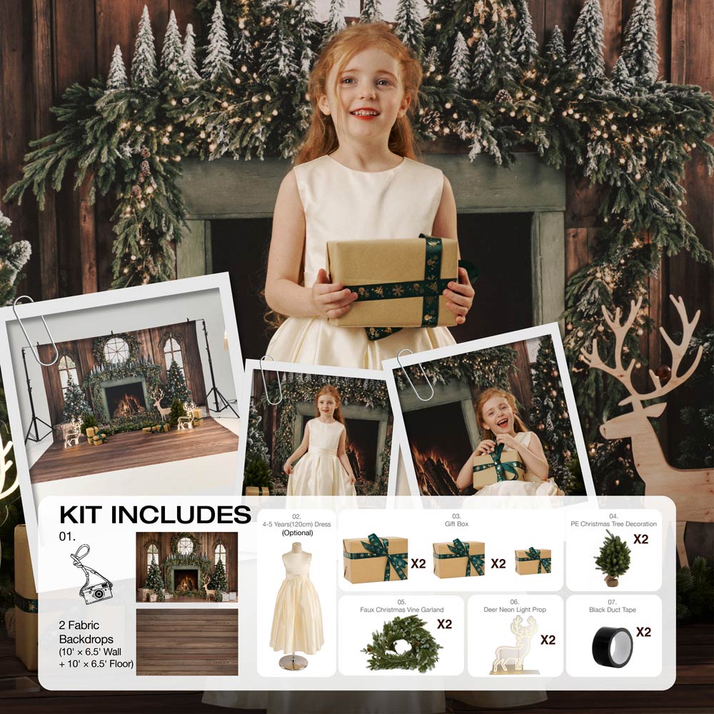 Kate Weihnachts-Kamin-Fotokit Fotografie-Hintergründe & Requisiten Themenpaket - Kate Backdrop.de