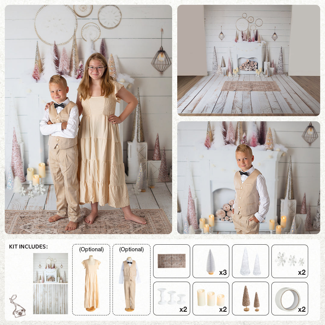 Kate Pink- und Goldfarbenes Boho-Weihnachts-Fotokit Fotografie-Hintergründe und Requisiten Themenpaket