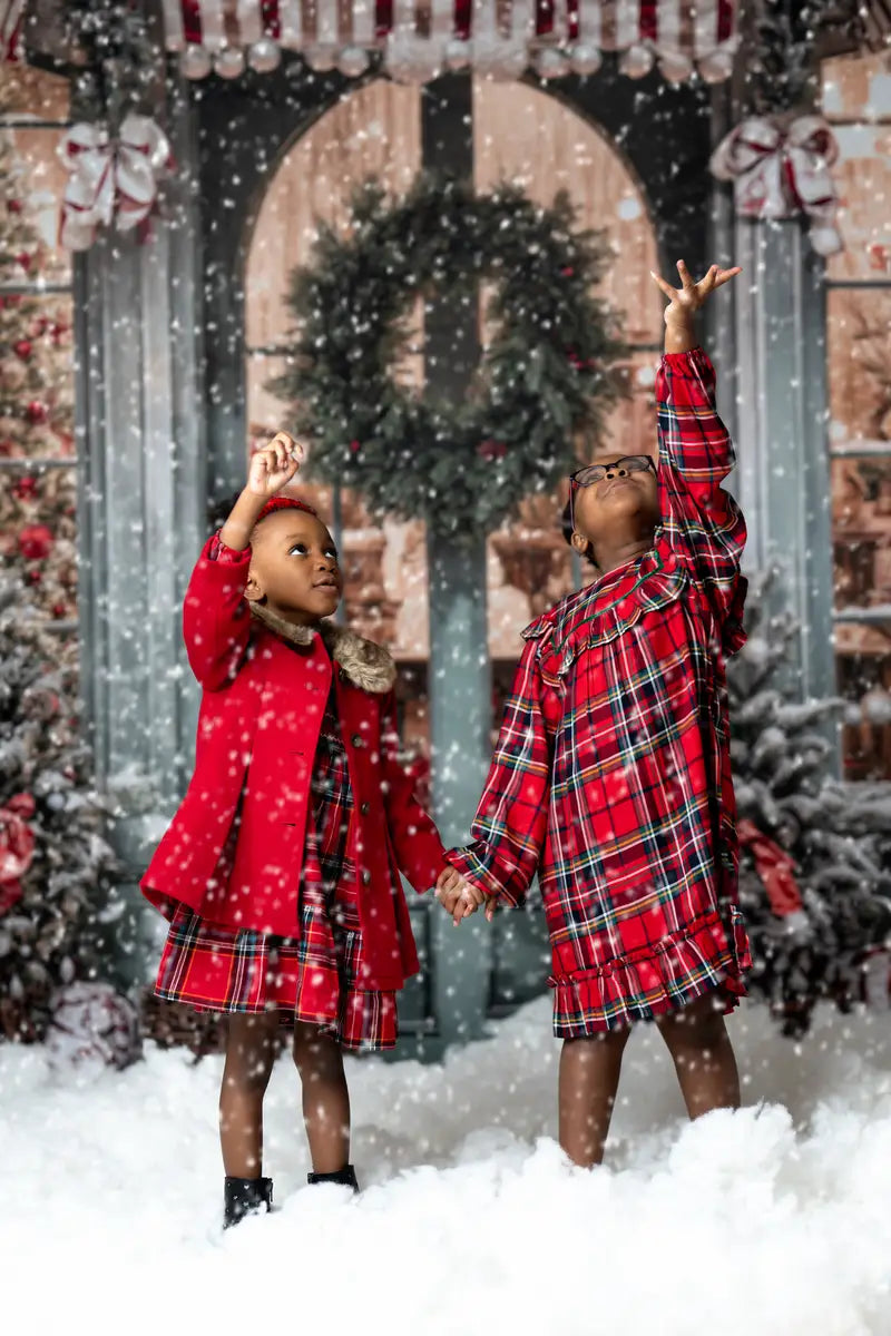 Kate Weihnachtsgeschenkladen im Schnee Fleece Hintergrund - Kate Backdrop.de