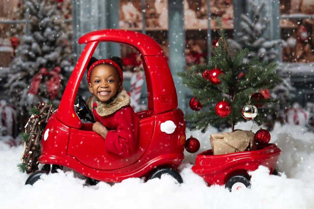 Kate Weihnachtsgeschenkladen im Schnee Fleece Hintergrund - Kate Backdrop.de