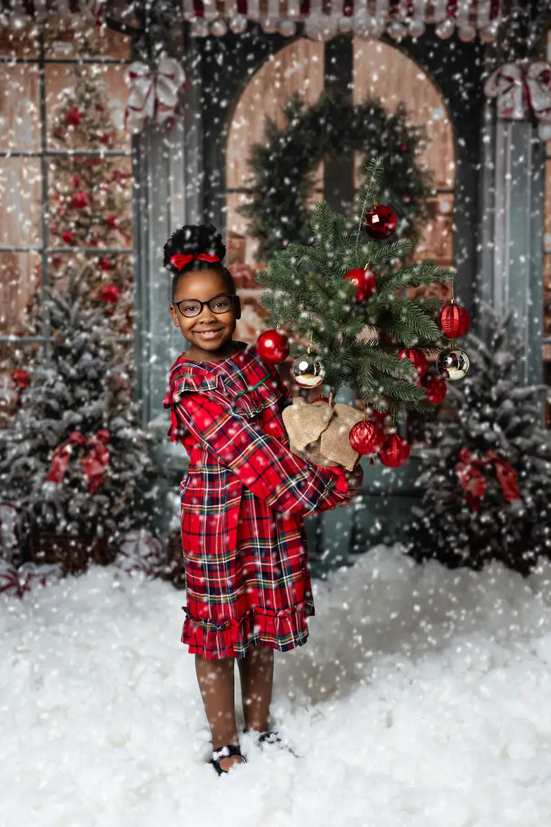 Kate Weihnachtsgeschenkladen im Schnee Fleece Hintergrund - Kate Backdrop.de