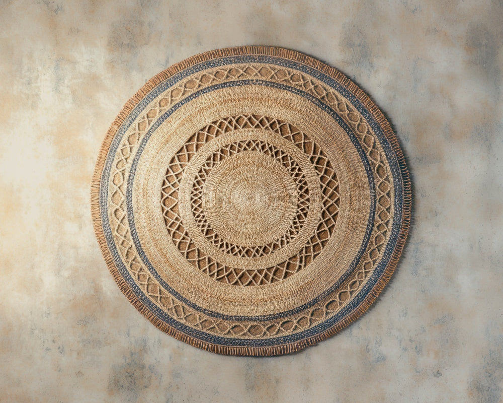 Kate Boho bedruckter kreisförmiger Juteteppich Gummibodenmatte für Fotografie von Mini MakeBelieve - Kate Backdrop.de