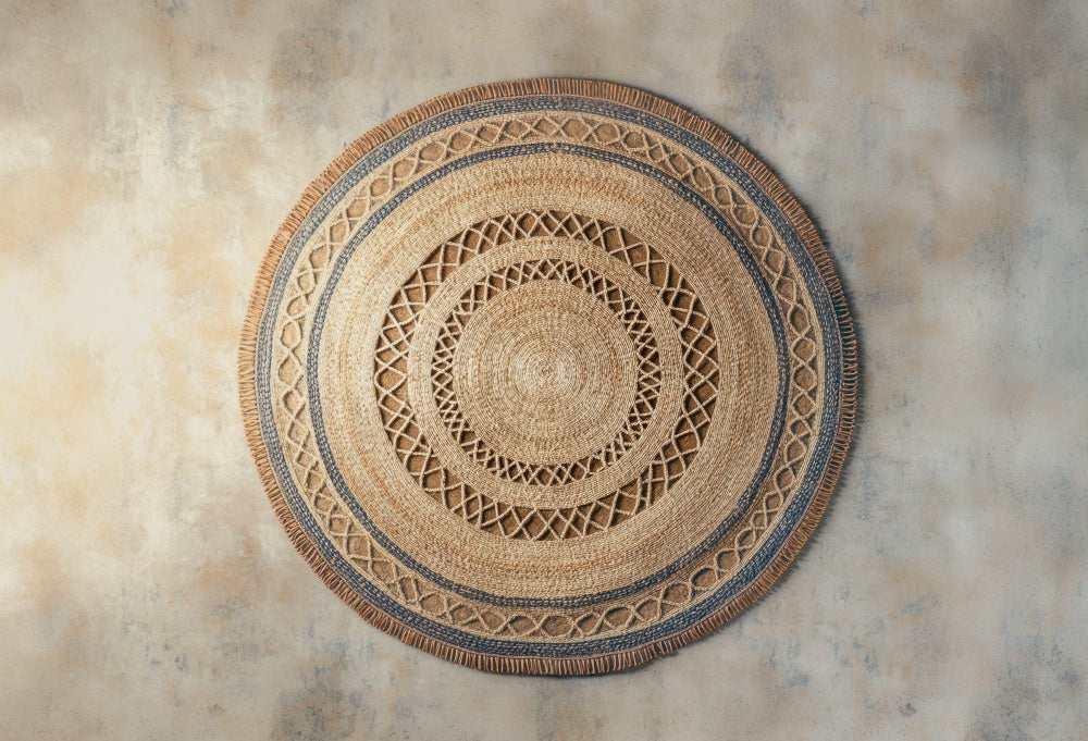 Kate Boho bedruckter kreisförmiger Juteteppich Gummibodenmatte für Fotografie von Mini MakeBelieve - Kate Backdrop.de