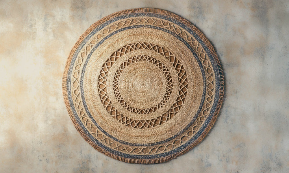 Kate Boho bedruckter kreisförmiger Juteteppich Gummibodenmatte für Fotografie von Mini MakeBelieve - Kate Backdrop.de