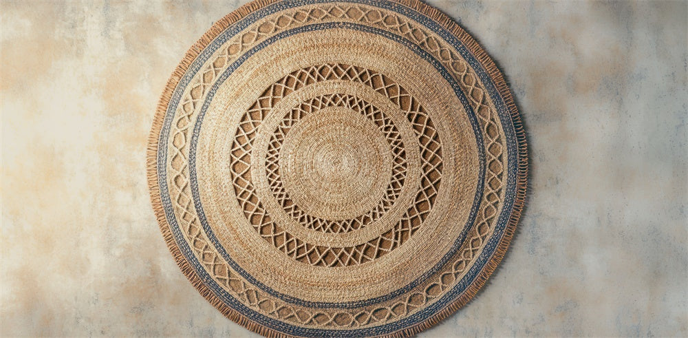 Kate Boho bedruckter kreisförmiger Juteteppich Gummibodenmatte für Fotografie von Mini MakeBelieve - Kate Backdrop.de
