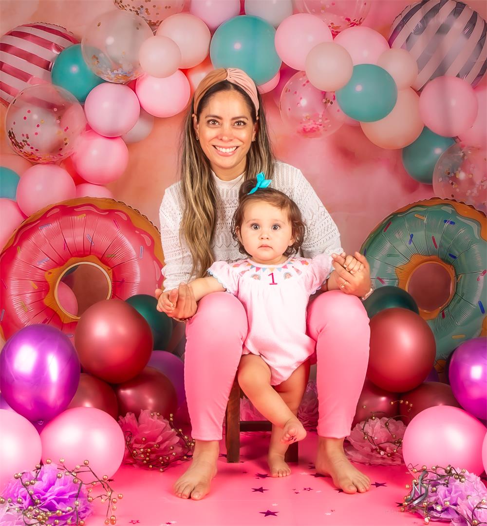 Kate Cake Smash Geburtstag Donut Luftballons Hintergrund von Emetselch - Kate Backdrop.de