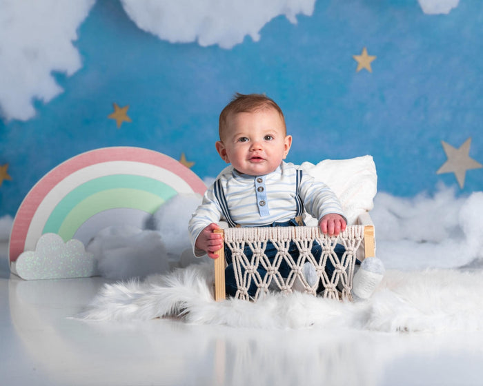Kate Blaue Zuckerwatte mit Sternenhintergrund von Rose Abbas - Kate Backdrop.de