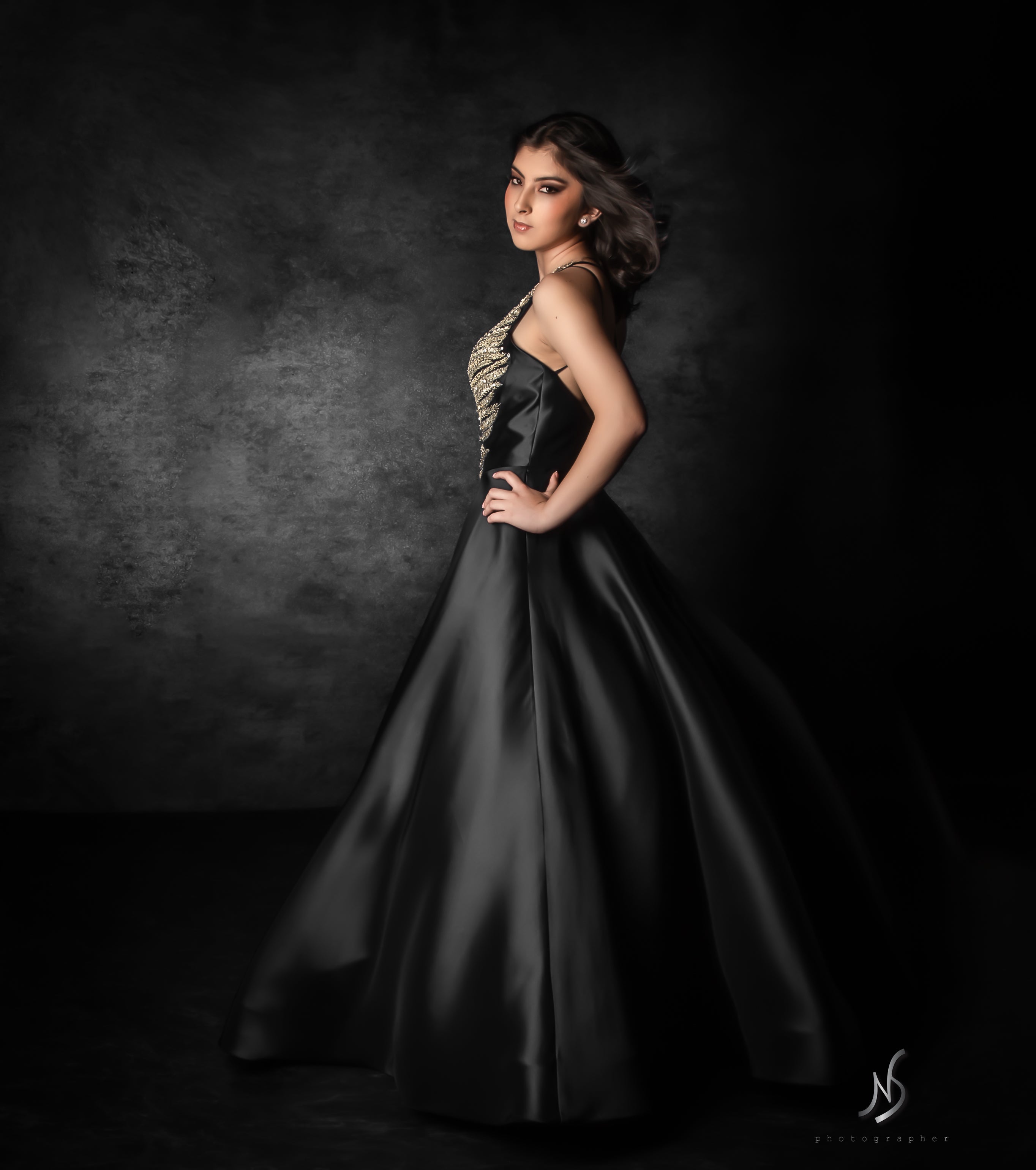 Kate Kaltes schwarzes und graues Texture Unscharf Hintergrund Porträt - Kate Backdrop.de