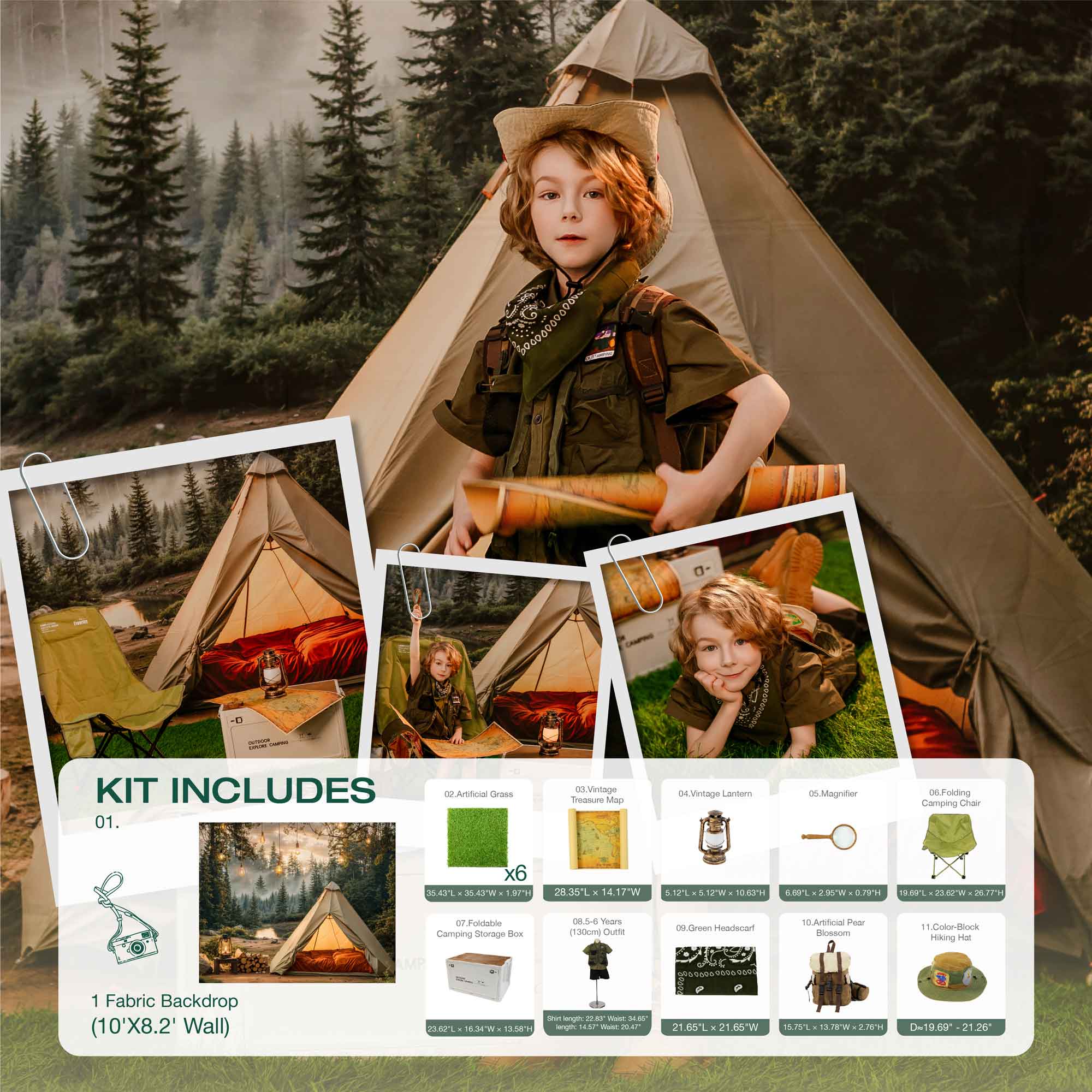 Kate Camping Abenteuer Foto Kit - Kate Backdrop.de