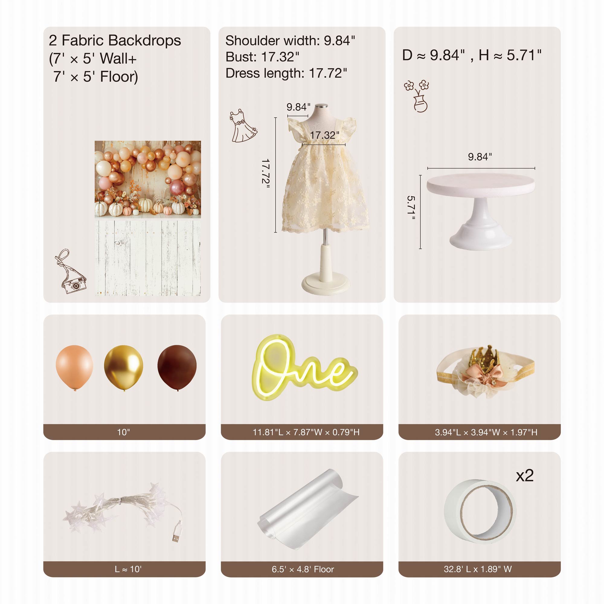 Kate Boho Kürbisse Cake Smash Foto Kit - Kate Backdrop.de