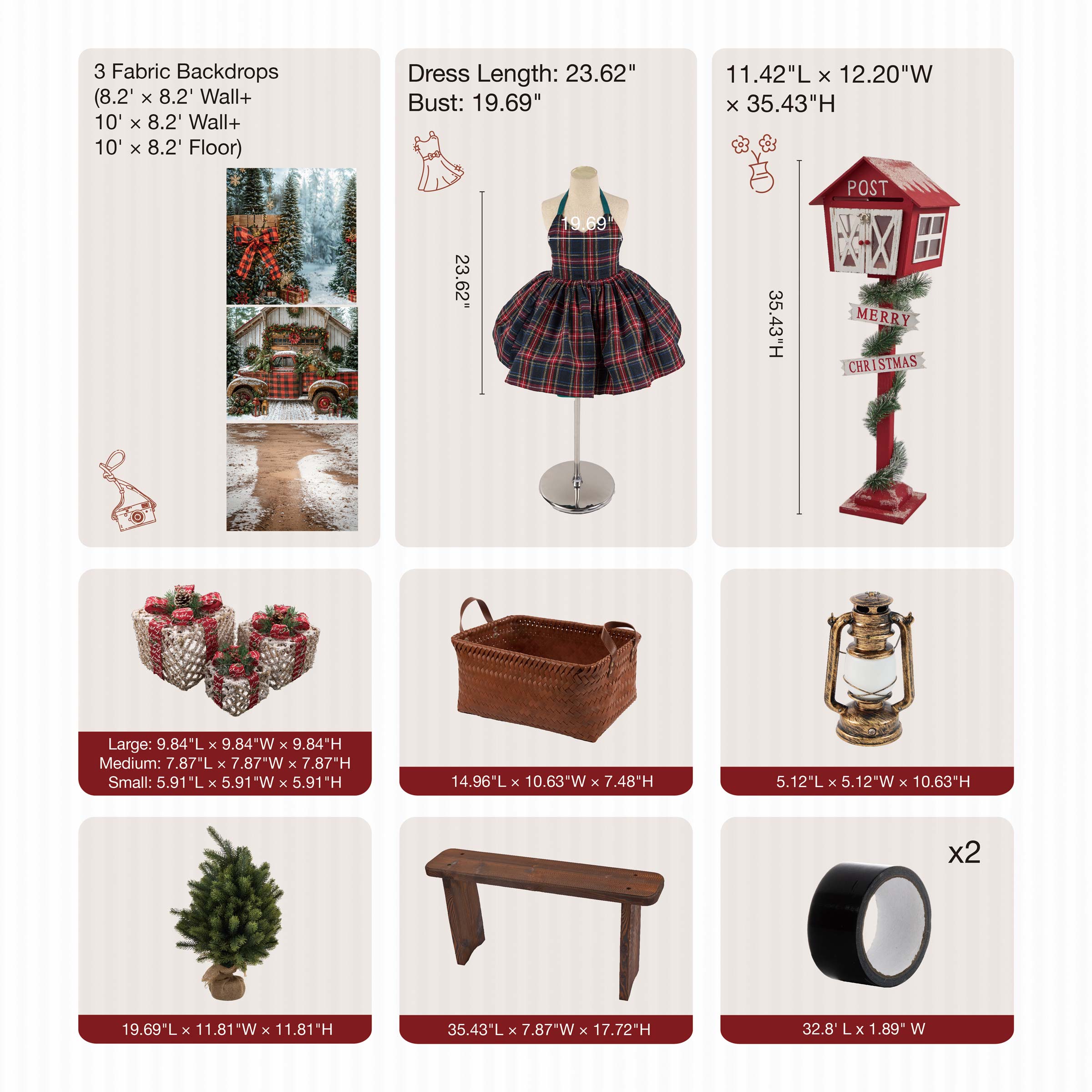 Kate Winter-Weihnachten Baum LKW Geschenke Zimmerset Foto Kit - Kate Backdrop.de