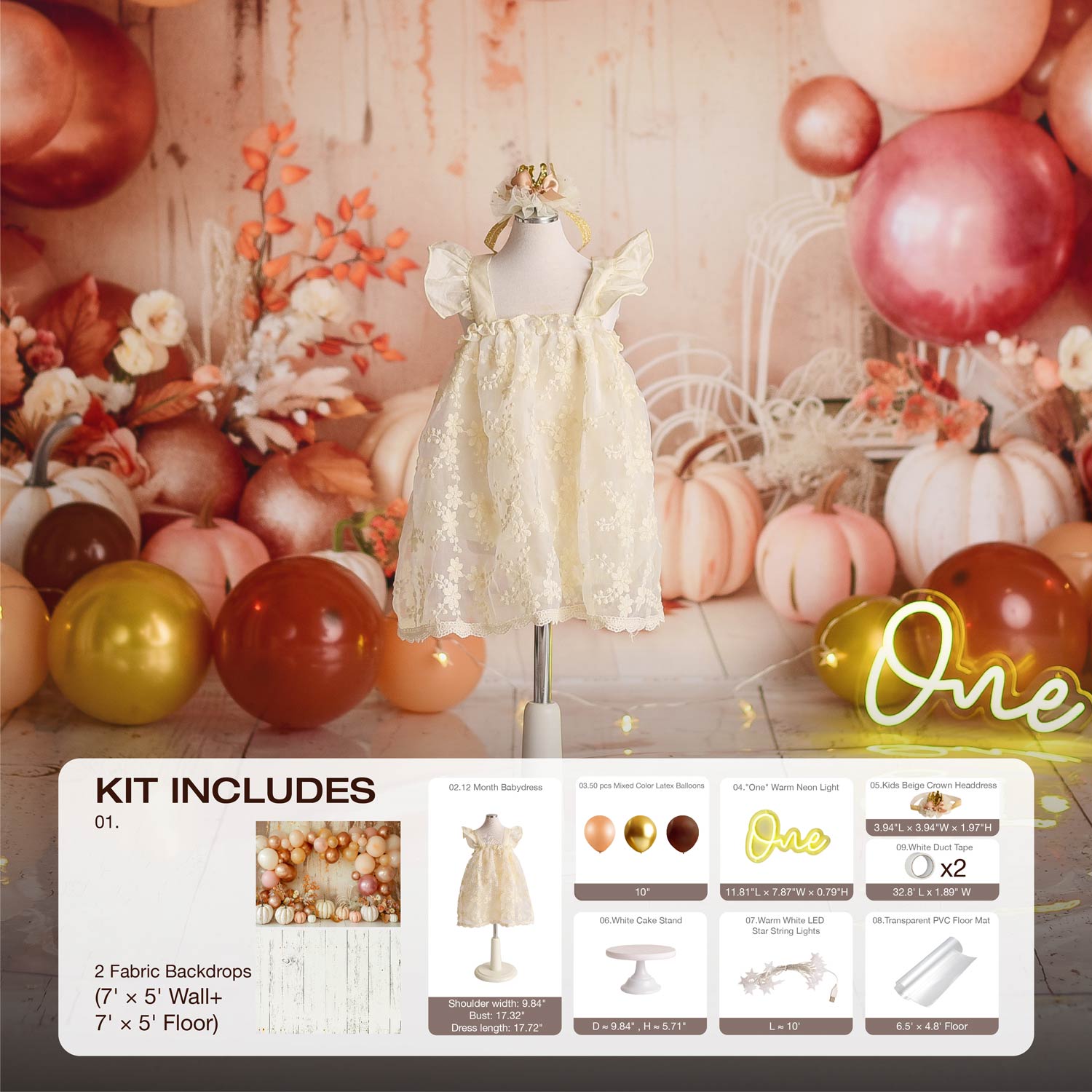 Kate Boho Kürbisse Cake Smash Foto Kit - Kate Backdrop.de