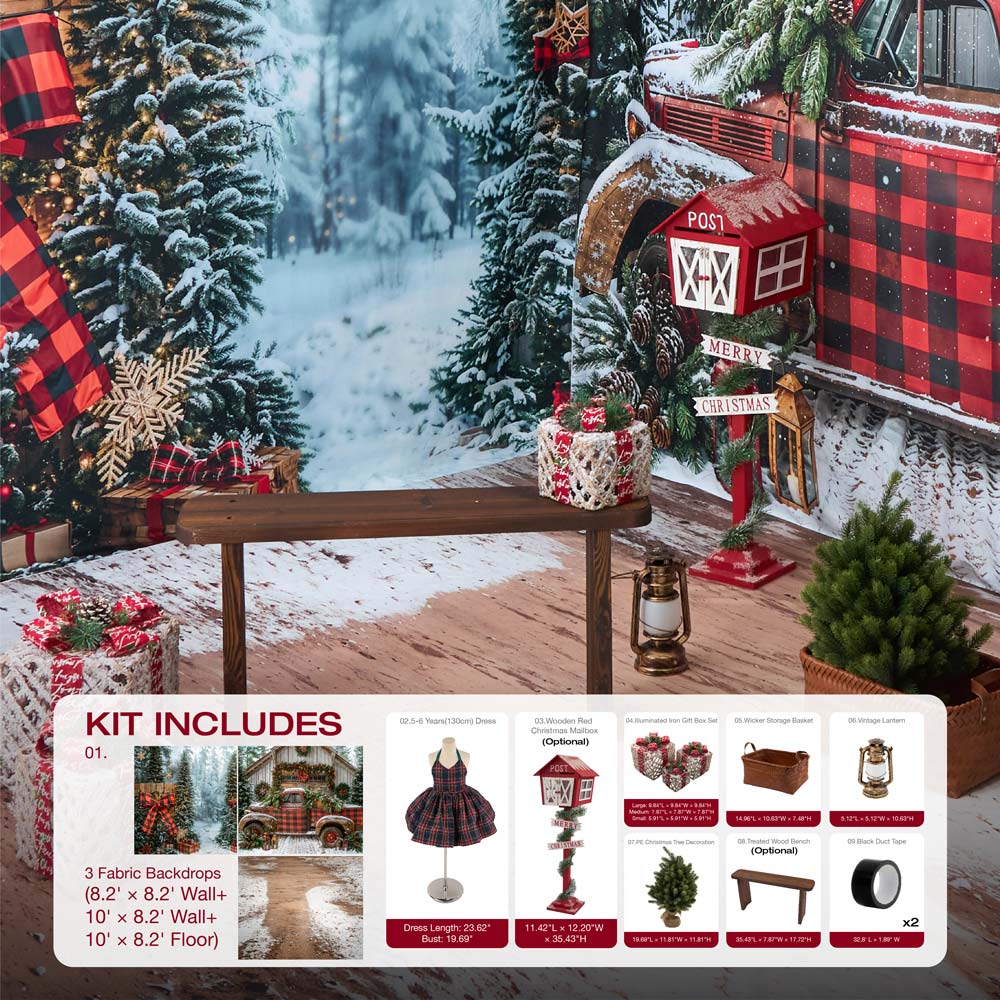 Kate Winter-Weihnachten Baum LKW Geschenke Zimmerset Foto Kit - Kate Backdrop.de