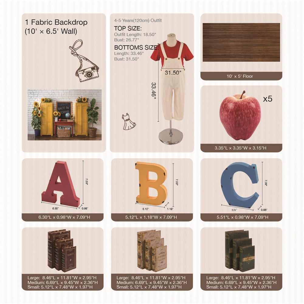 Kate Zurück zu Schule Schultafel ABC Foto Kit