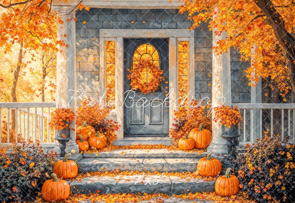 ⚡Blitzangebote #6-Kate Herbst Kürbisse Veranda Orange Hintergrund Entworfen von Emetselch - Kate Backdrop.de