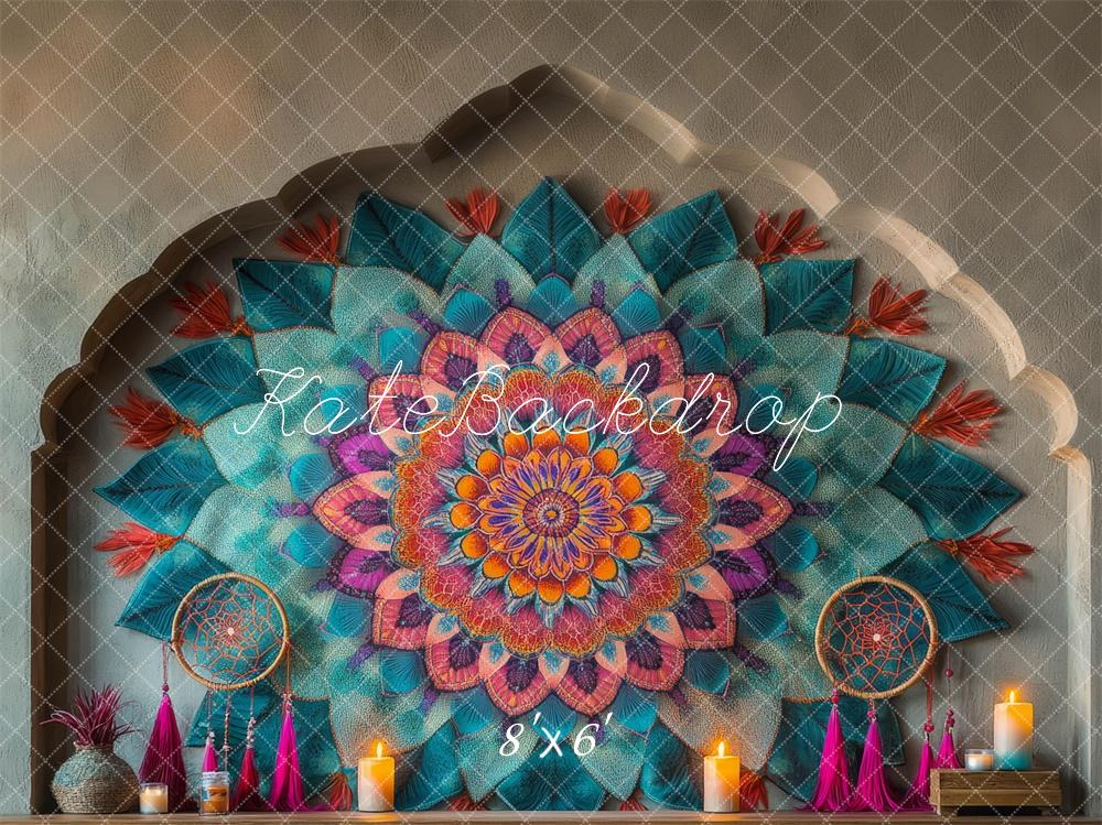 Kate Boho Mandala Traumfänger Kerzen Hintergrund Entworfen von Mini MakeBelieve