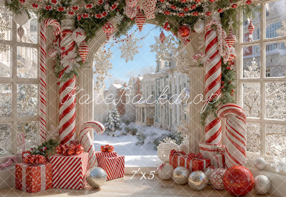 Kate Weihnachten Zuckerstangen Geschenke Winterdeko Hintergrund Entworfen von Emetselch - Kate Backdrop.de