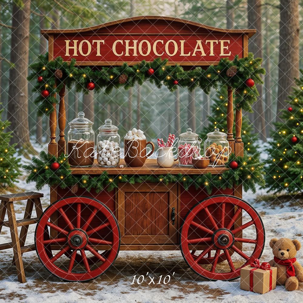 Kate Weihnachten Kakao Stand Wald Hintergrund Entworfen von Ashley Paul - Kate Backdrop.de