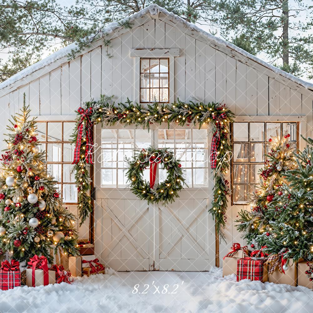 Kate Weihnachten Scheune Weihnachtsbaum Schnee Hintergrund Entworfen von Emetselch - Kate Backdrop.de