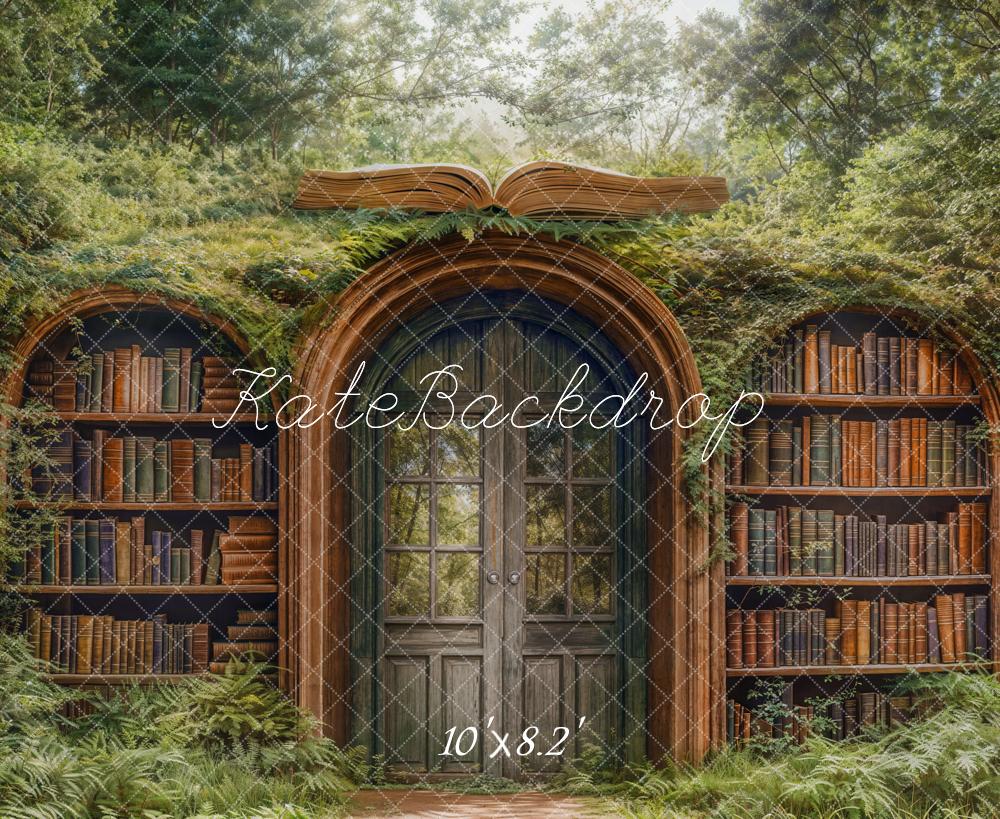 Kate Märchenwald Bücherregal Tür Grün Hintergrund Entworfen von Emetselch