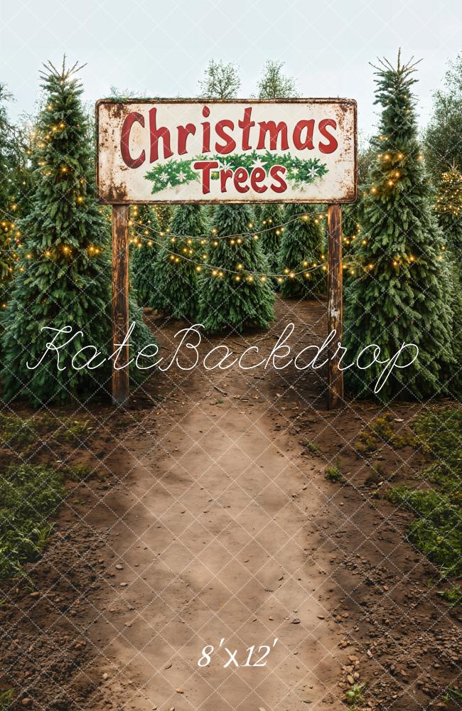 Kate Weihnachten Tannenbaum Lichterkette Vintage Fleece Hintergrund Entworfen von Emetselch - Kate Backdrop.de
