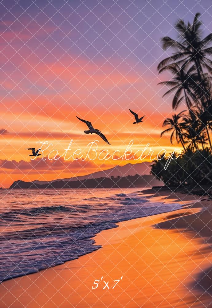 Kate Sommer Strand Palmen Sonnenuntergang Hintergrund Entworfen von Emetselch - Kate Backdrop.de