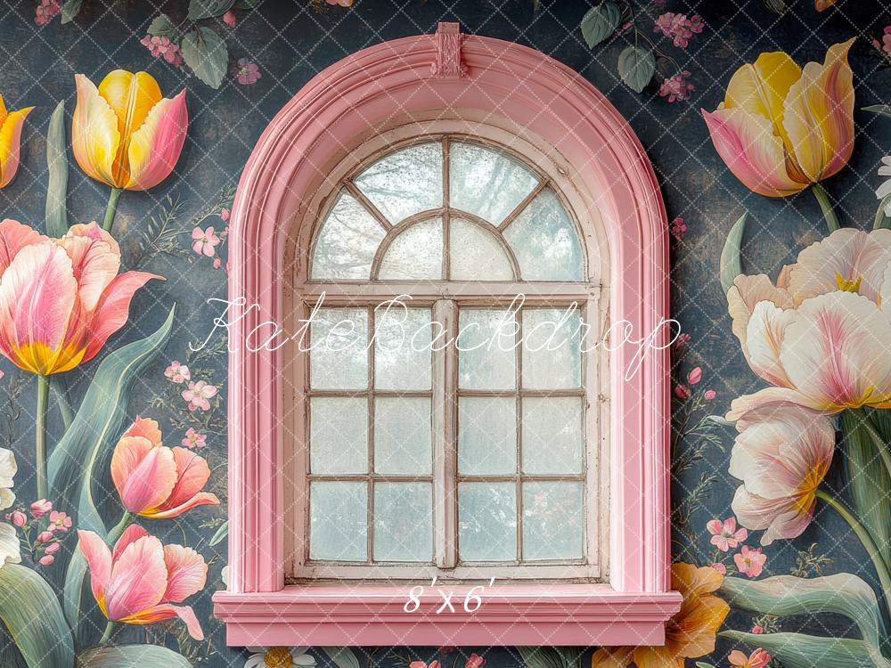 Kate Blumen Fensterbogen Vintage Hintergrund Entworfen von Mini MakeBelieve - Kate Backdrop.de