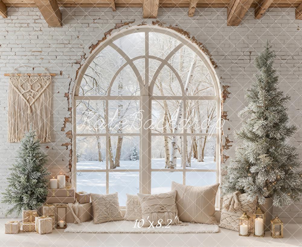 Kate Weihnachten Fenster Tannenbaum Weiß Hintergrund Entworfen von Emetselch - Kate Backdrop.de