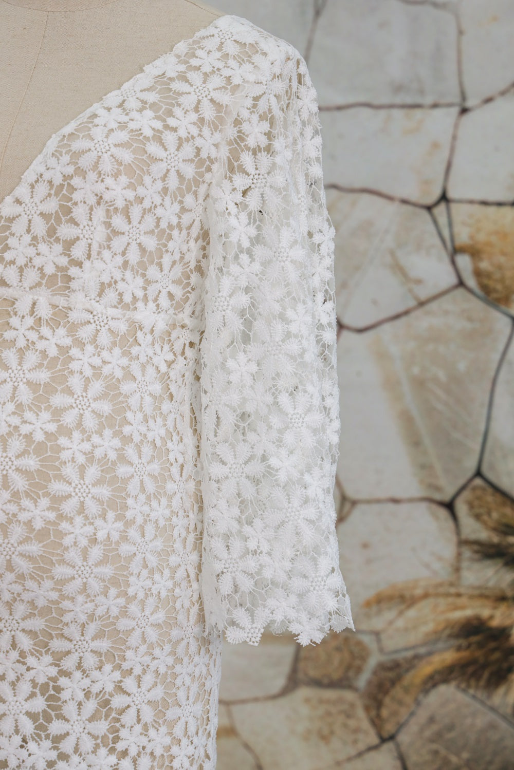 Kate Weißes Spitze Mid Sleeve Trailing Perspektive Mutterschaft Fotoshooting Kleid - Kate Backdrop.de