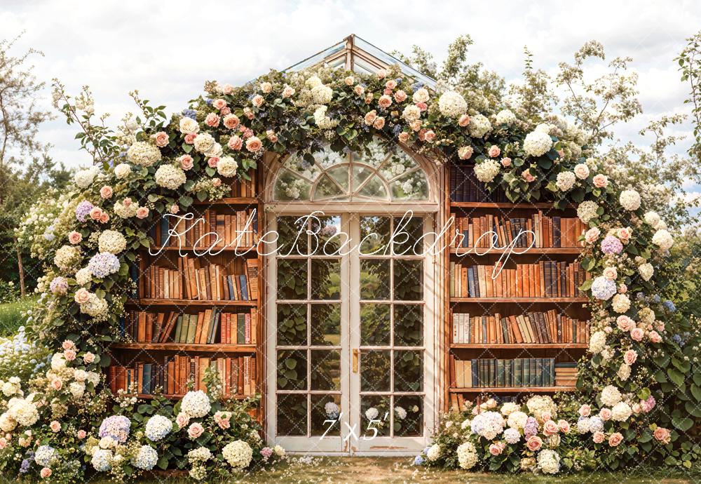 Kate Garten Blumen Bücherregal Romantisch Hintergrund Entworfen von Emetselch - Kate Backdrop.de