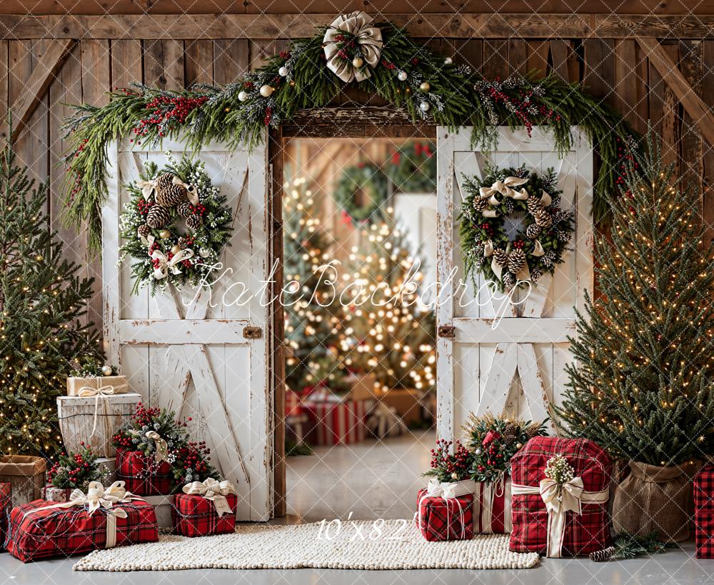 Kate Weihnachten Scheunentor Geschenke Rustikal Hintergrund Entworfen von Emetselch - Kate Backdrop.de