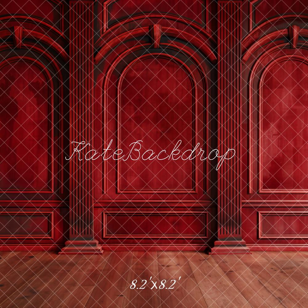 Kate Vintage Rote Wand Bogen Hintergrund Entworfen von Chain - Kate Backdrop.de