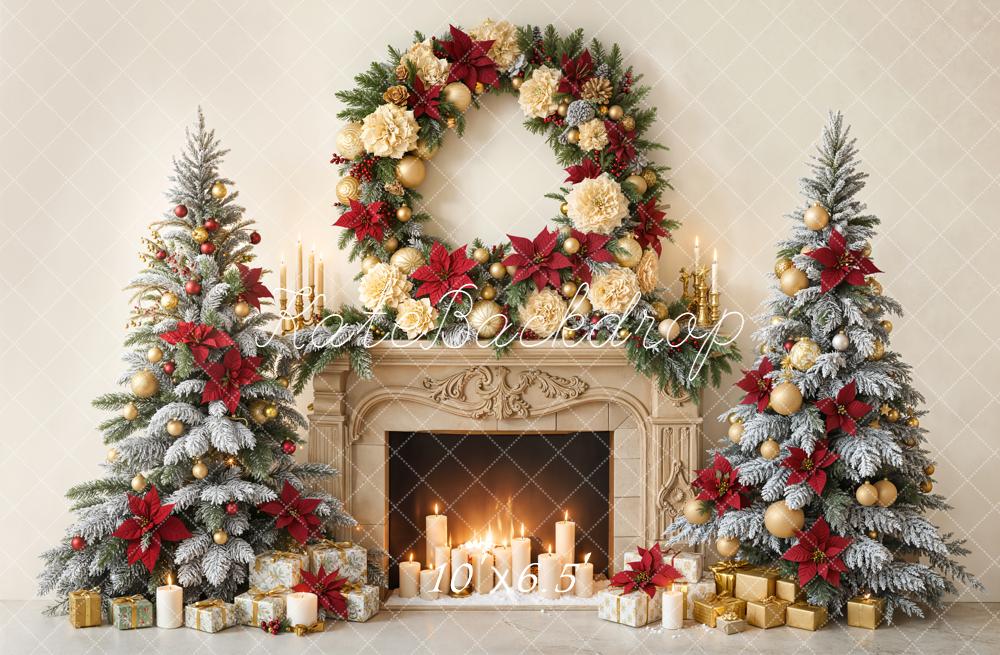 Kate Weihnachten Weihnachtsbaum Kamin Kranz Hintergrund Entworfen von Emetselch - Kate Backdrop.de