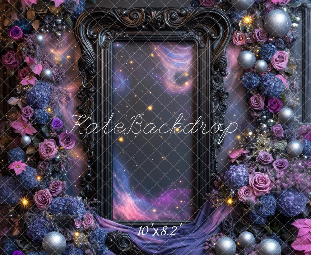 Kate Blumen Rahmen Lila Glitzer Hintergrund Entworfen von Mini MakeBelieve - Kate Backdrop.de