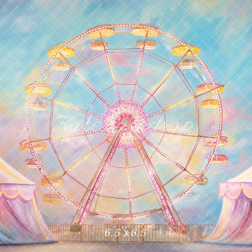 Kate Zirkus Riesenrad Bunte Zelte Pastell Hintergrund Entworfen von GQ - Kate Backdrop.de
