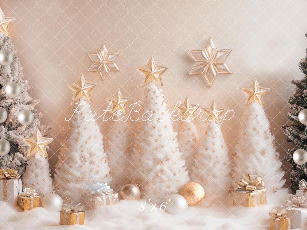Kate Weihnachten Tannenbäume Sterne Gold Hintergrund Entworfen von Mini MakeBelieve - Kate Backdrop.de