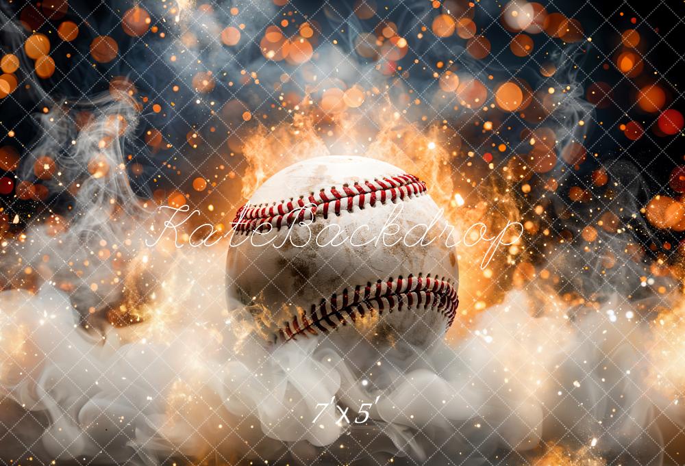 Kate Baseball Feuer Rauch Orange Hintergrund Entworfen von Emetselch - Kate Backdrop.de